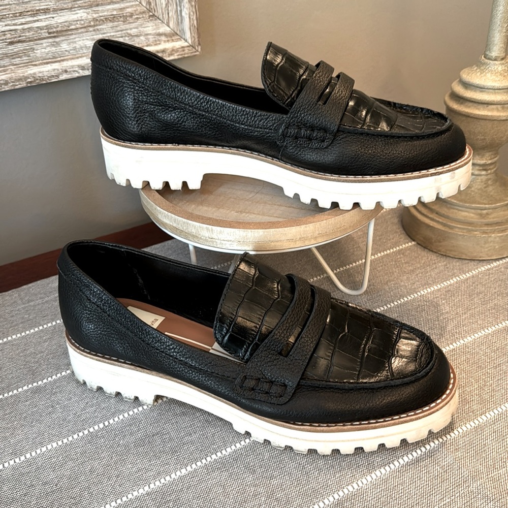 Dolce Vita Aubree Onyx leather platform loafers Size 8